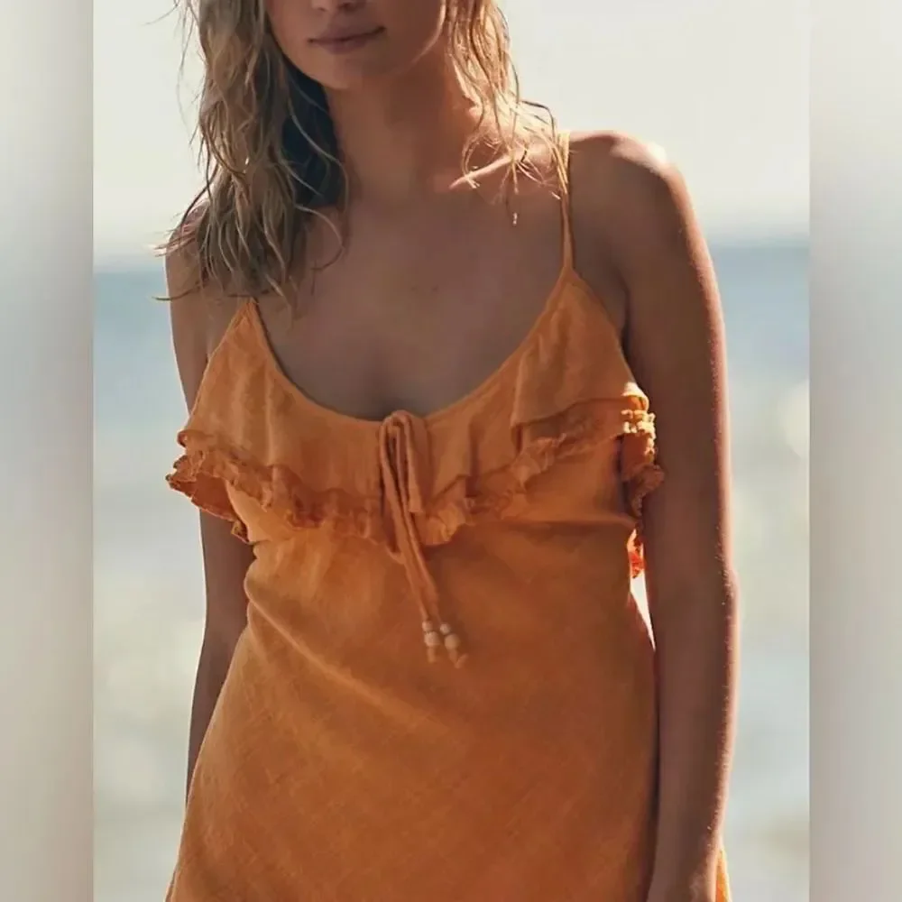 Free People Forever Love Orange Mini Dress Size Large